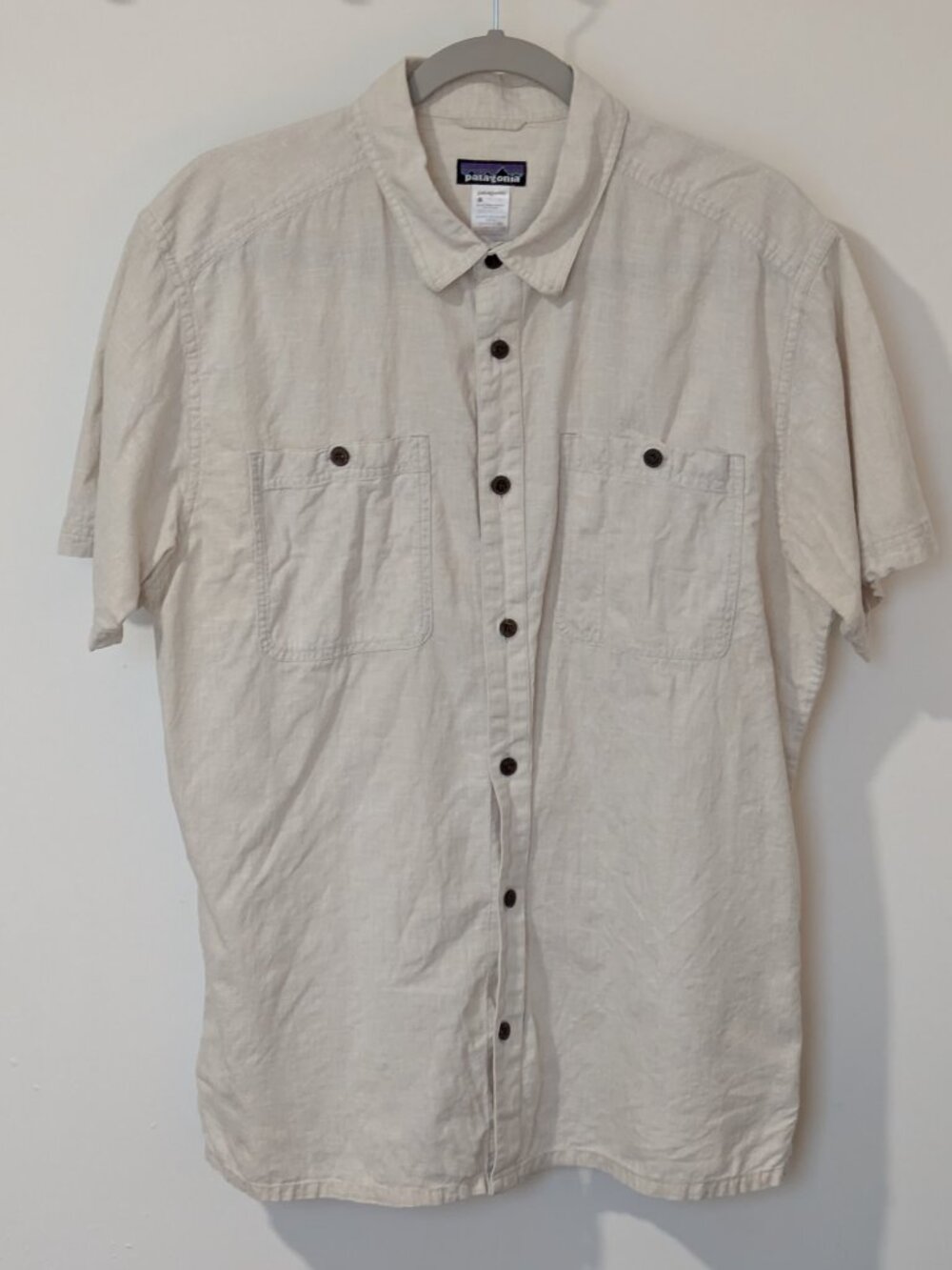 🏔️ Patagonia Men's Back Step Shirt - Size L - Off-White - Hemp/Organic Cotton